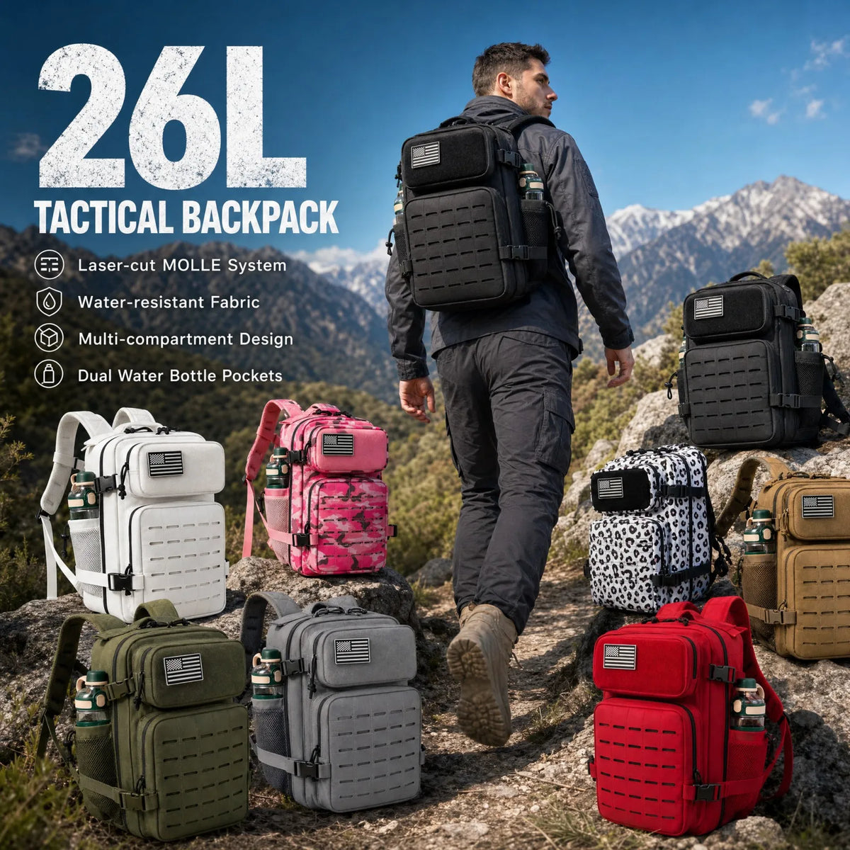 ReFire Gear Tactical Backpack With Molle System And Dual Cup Holder