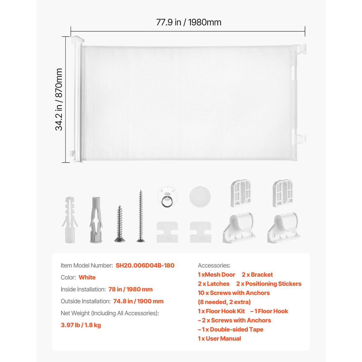 SucceBuy Retractable Baby Gate With Security Lock And Safe Mesh