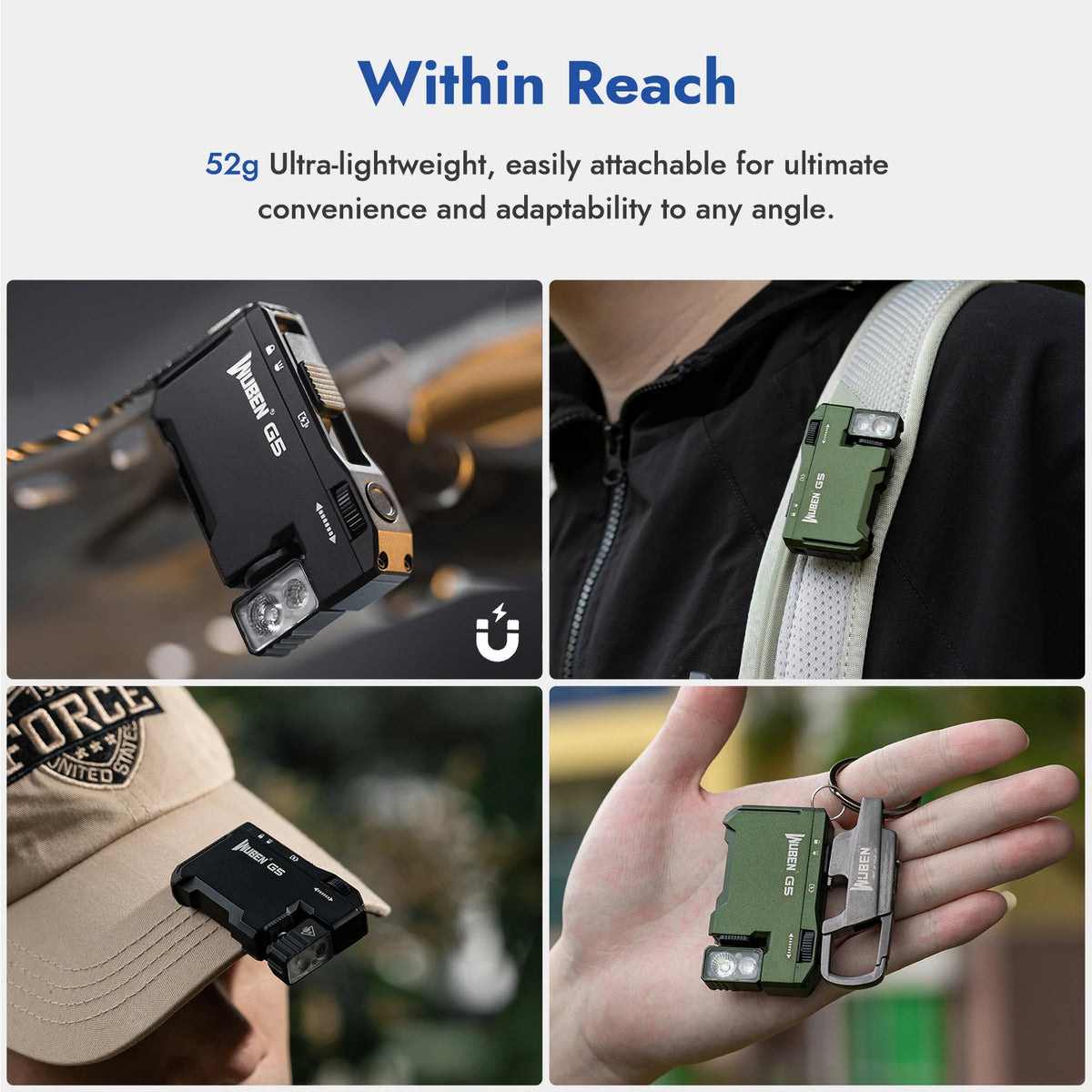 WUBEN Magnetic LED Flashlight 400 Lumens USB Rechargeable
