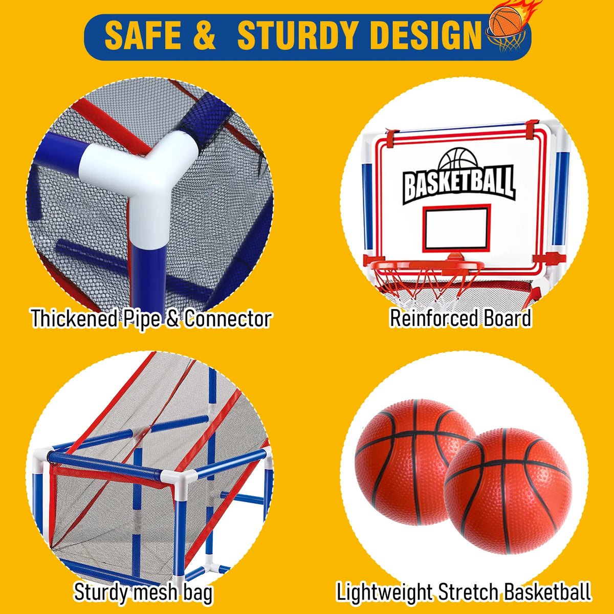 LLParty Kids Basketball Hoop Set With Ball And Air Pump