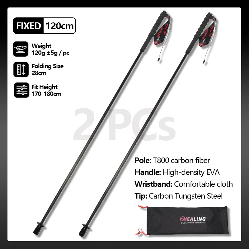 Okhealing Carbon Fiber Foldable 5 Section Lightweight Trekking Poles