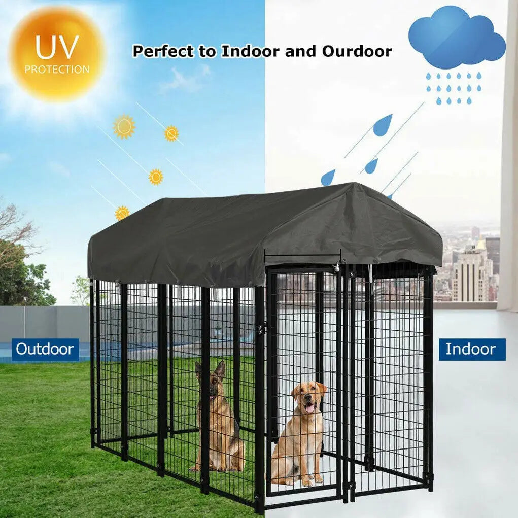 Durable Iron Dog Cage Outdoor Pet Run Enclosure With Roof