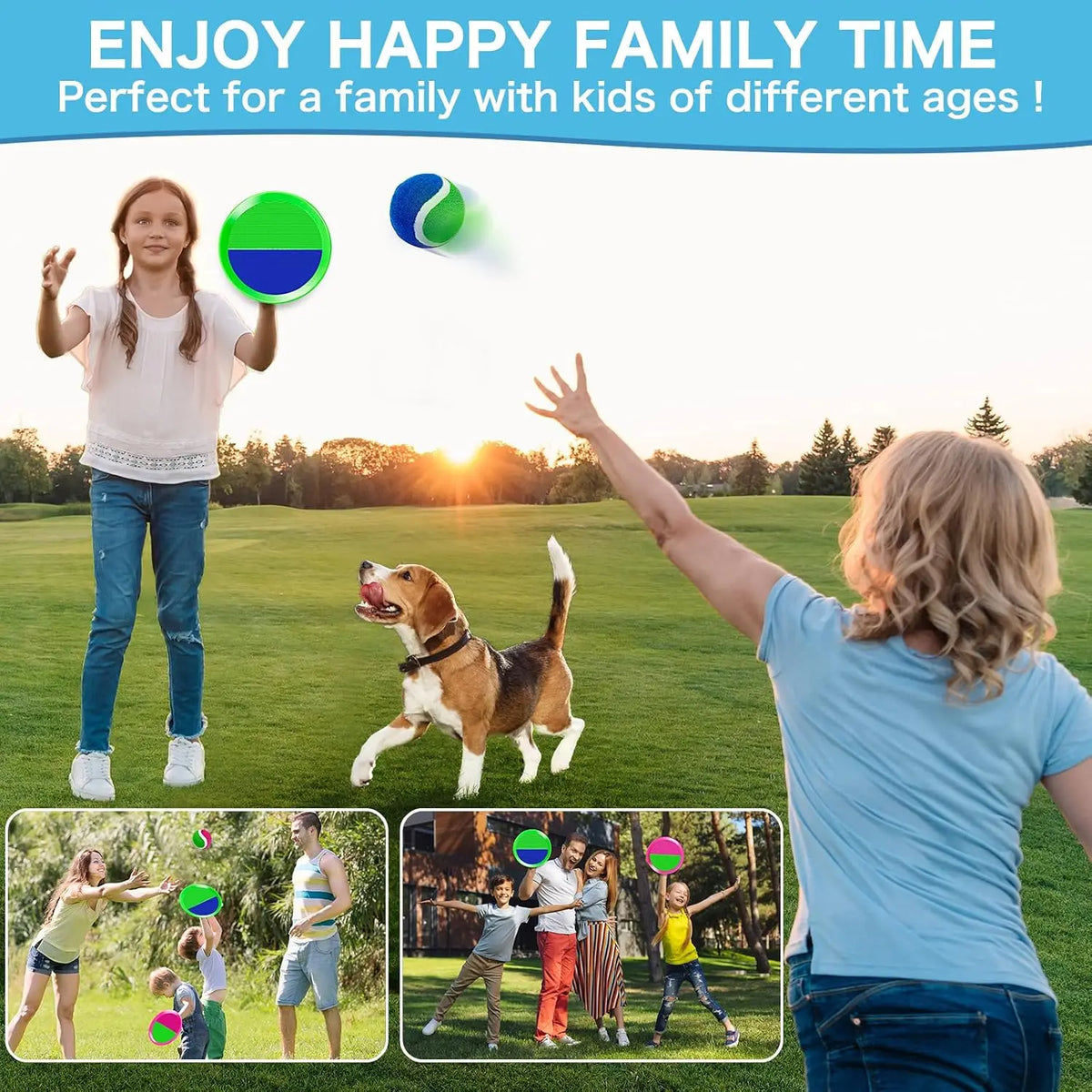Parent Child Sticky Toss Catch Ball Game Set for Kids