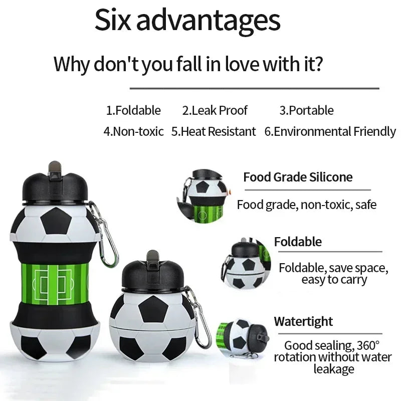 Kids Foldable Sports Water Bottle Leakproof Portable Backpack Cup