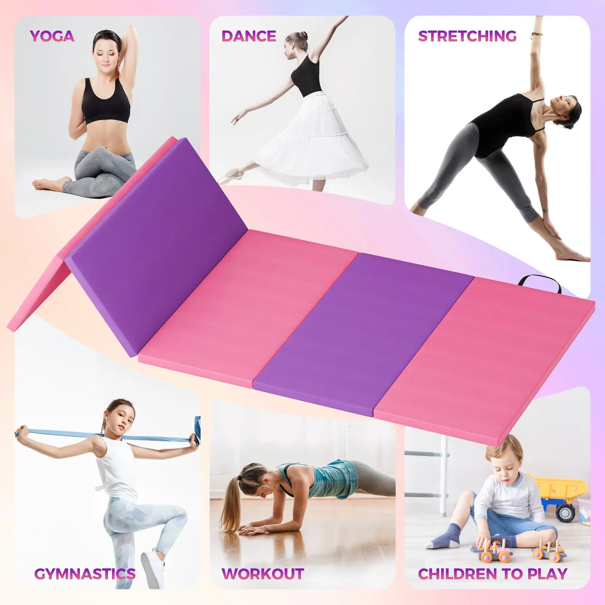 HiMISS Folding Gymnastics Mat for Tumbling Yoga Pilates and Fitness