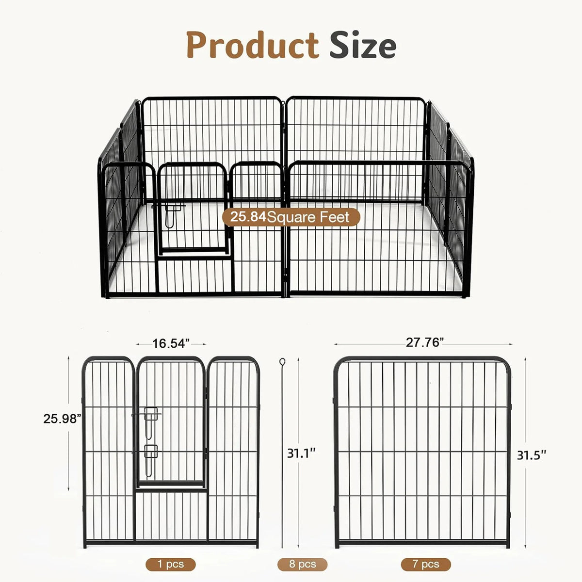 JHK Metal Foldable Dog Playpen For Indoor And Outdoor Use