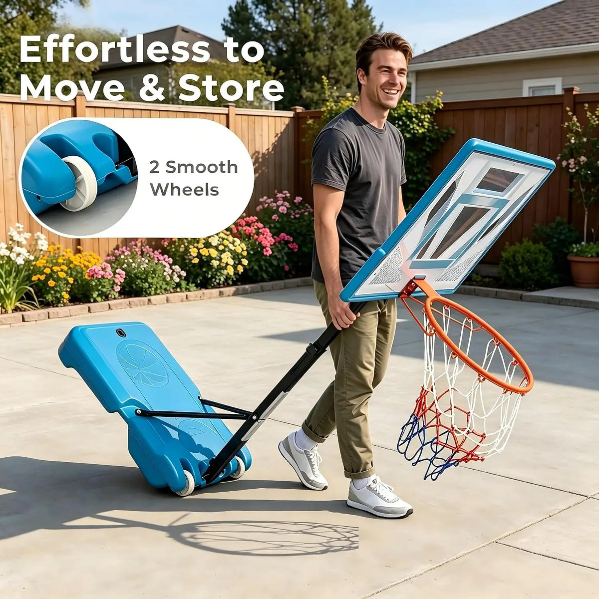 Portable Pool Basketball Hoop With Adjustable Shatterproof Backboard
