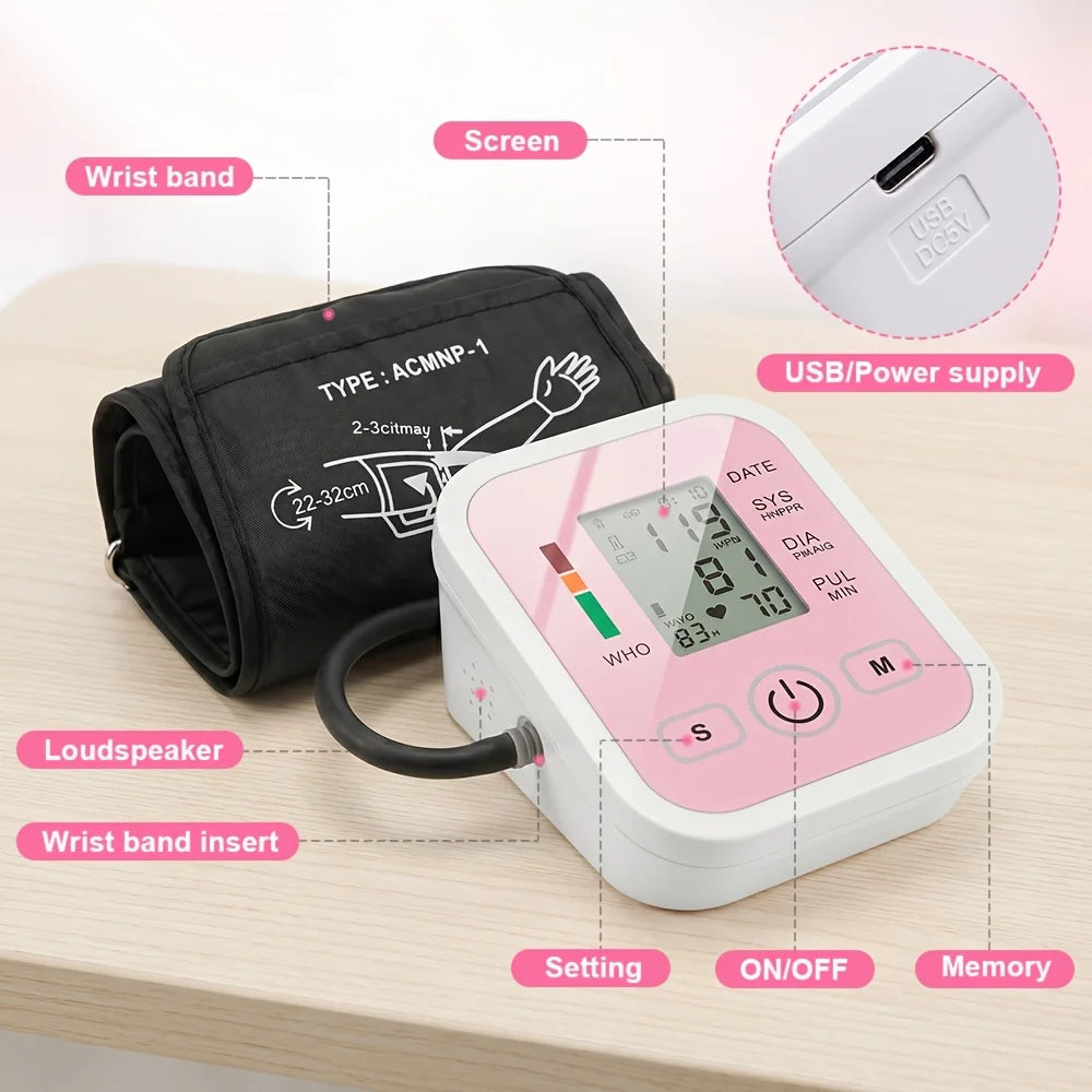 Automatic Upper Arm Blood Pressure Monitor With Heart Rate Memory