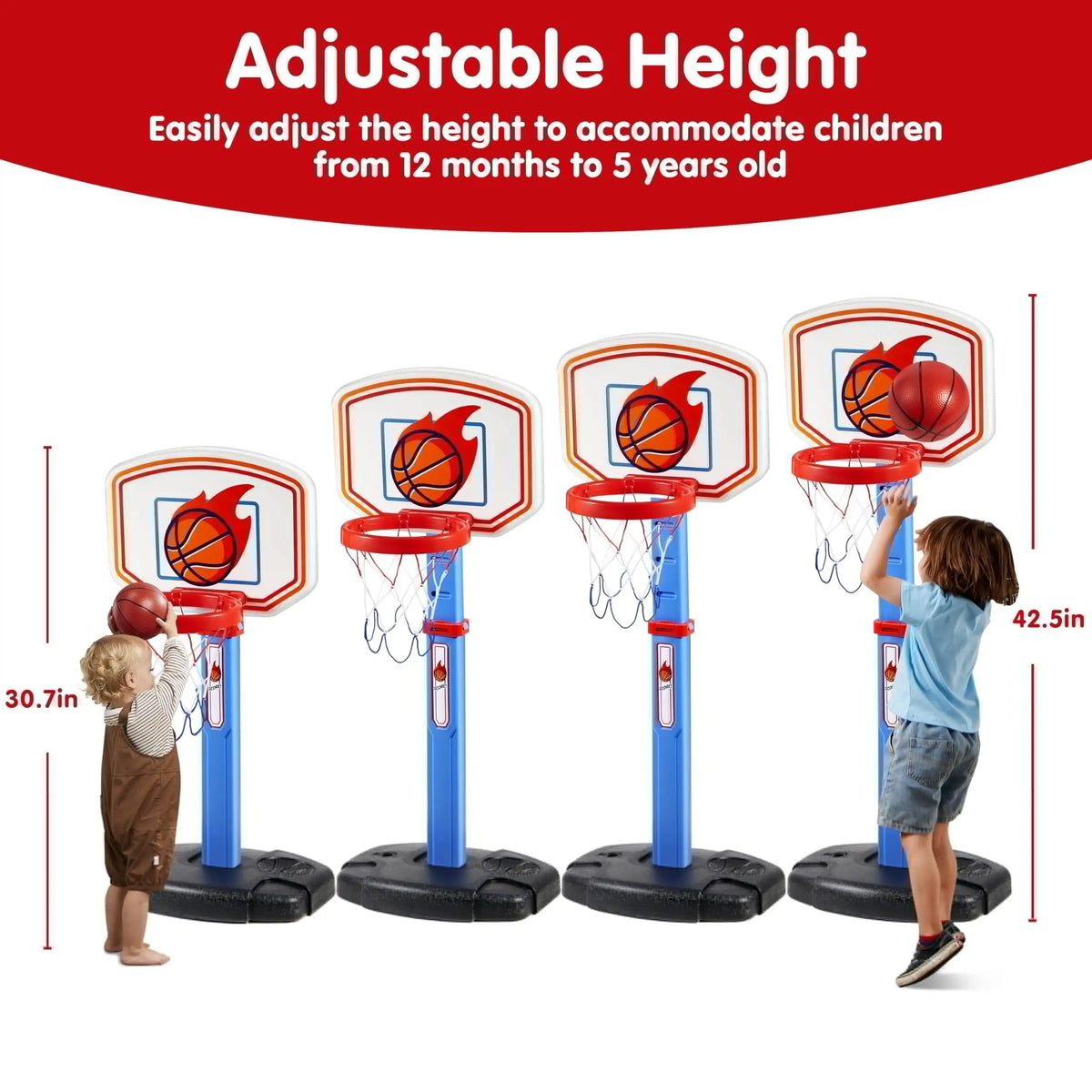 Joyfy Adjustable Indoor Basketball Hoop Game Set for Kids