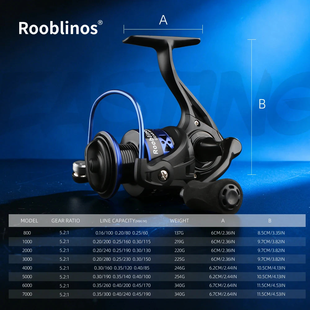 Rooblinos Saltwater Spinning Reel With Metal Spool And 12BB