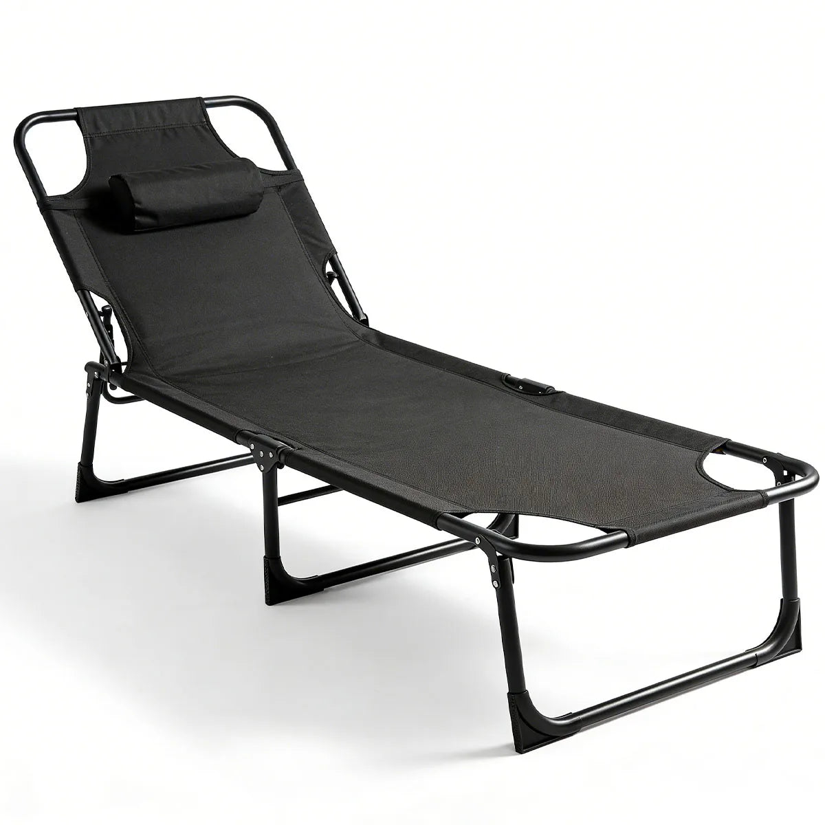 Adjustable Folding Camping Lounge Chair With Removable Comfort Cushion