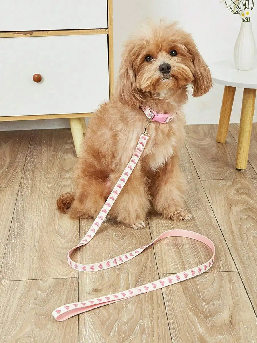 Heart Pattern Polyester Pet Leash For Everyday Outdoor Walks
