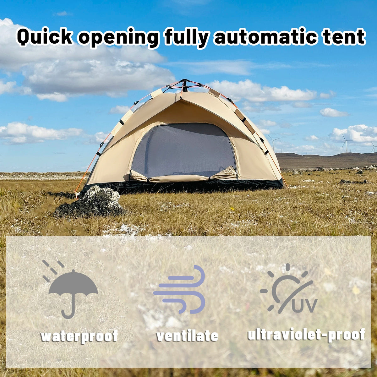 Pakicetus Automatic Pop Up Camping Tent Quick Setup Portable Windproof