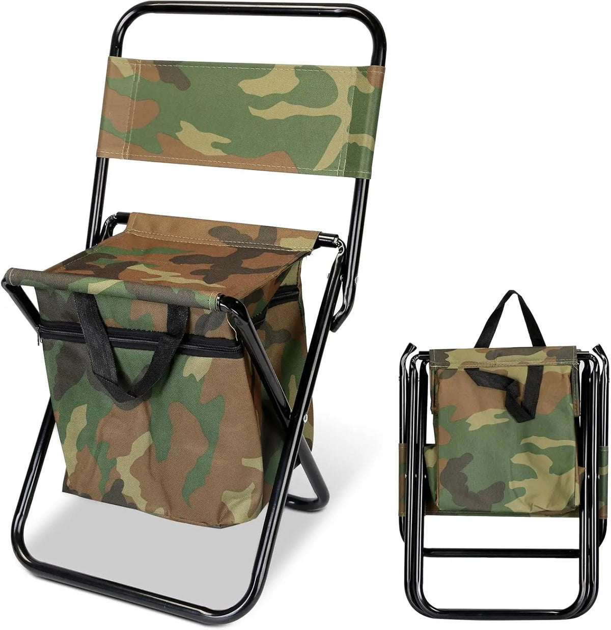 Portable Foldable Fishing Chair With Cooler Bag For Camping