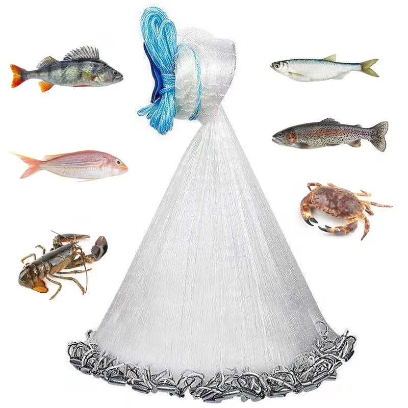Heavy Duty Nylon Fishing Cast Net For Saltwater And Freshwater