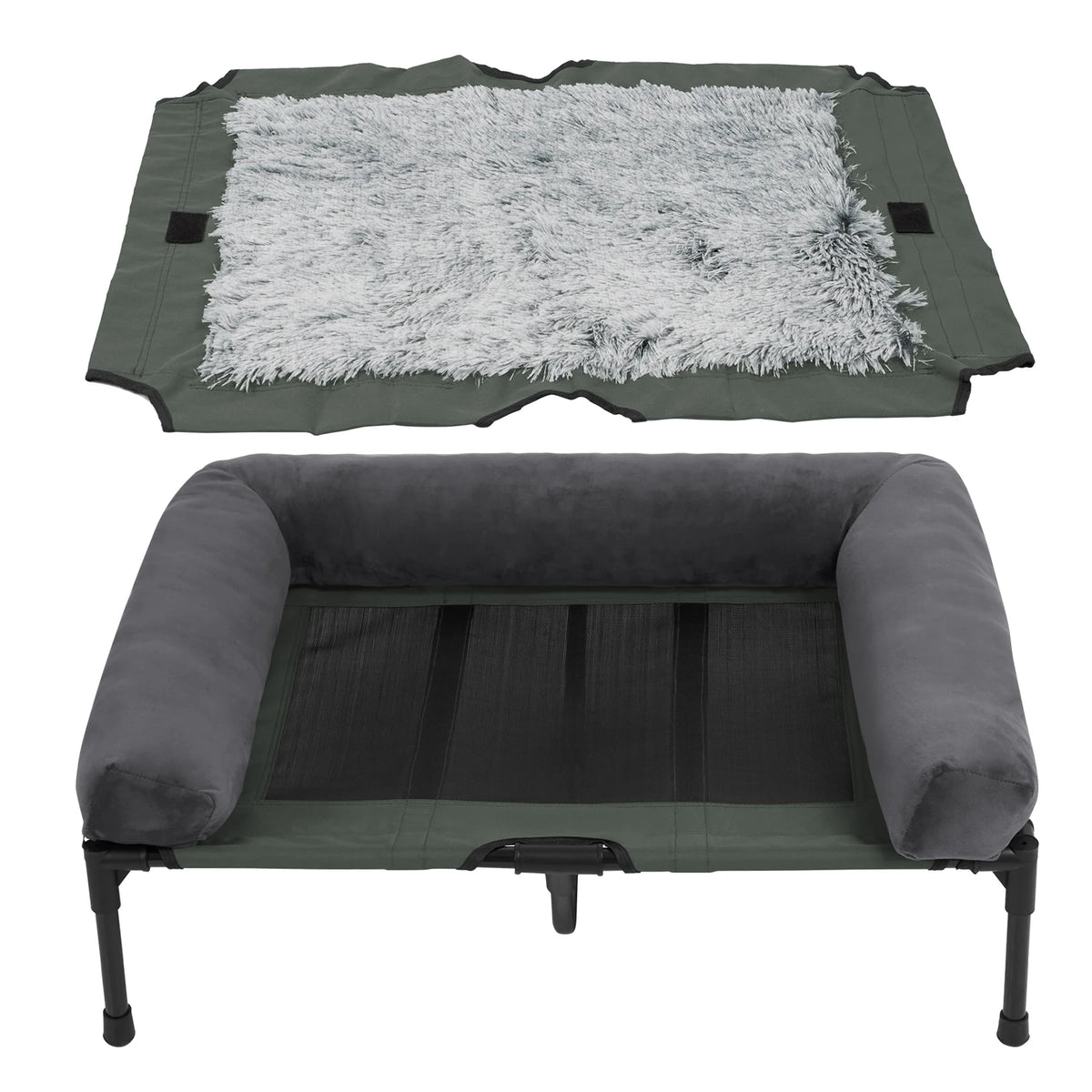 Bingopaw Breathable Mesh Elevated Dog Bed With Detachable Bolster