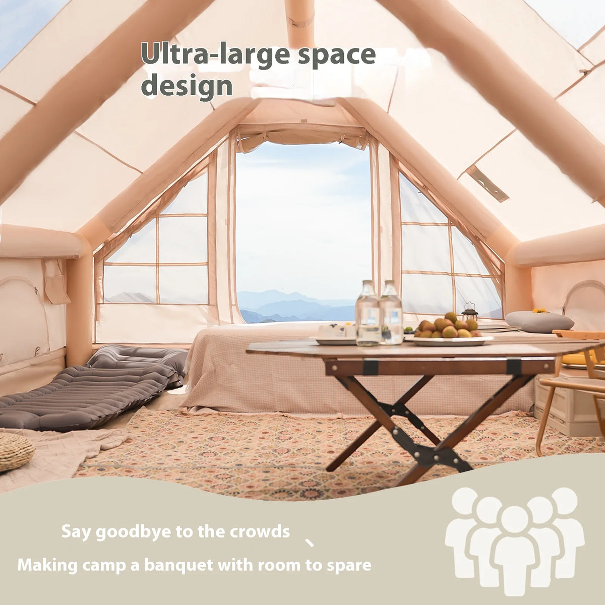 Pakicetus Quick Setup Inflatable Camping Tent With Stove Plug