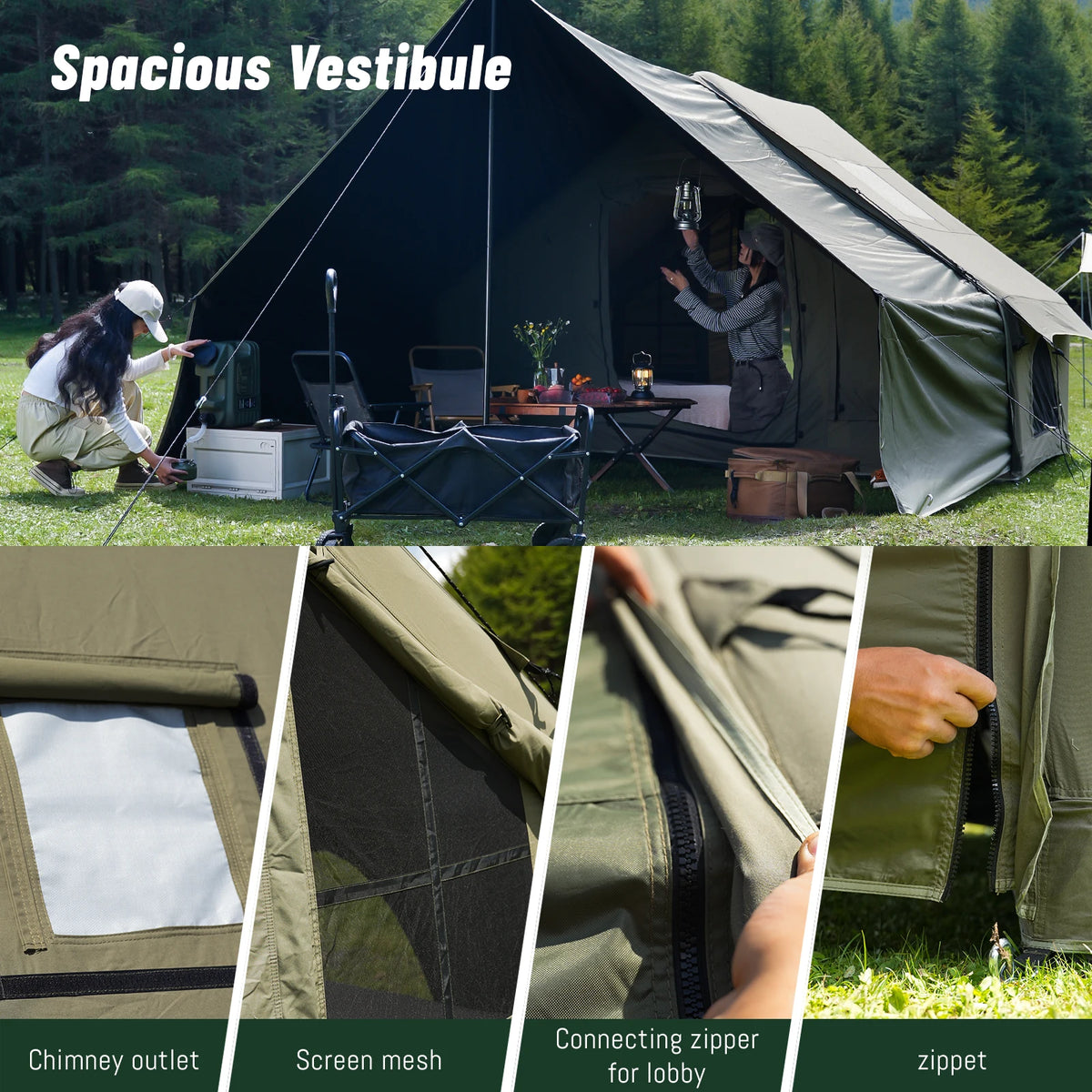 Pakicetus Inflatable Camping Tent With Extended Sun Canopy Design