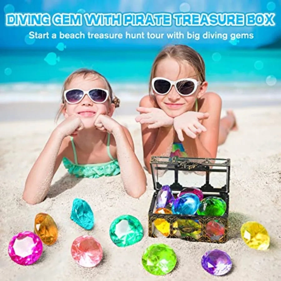 Diving Gem Pool Toys With Pirate Treasure Chest for Kids