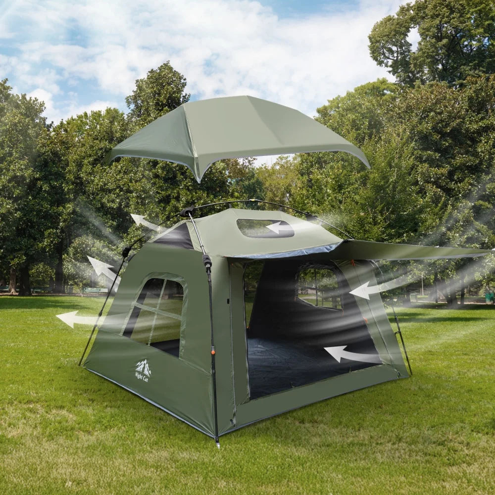 Night Cat Four Person Pop Up Camping Tent With Vestibule