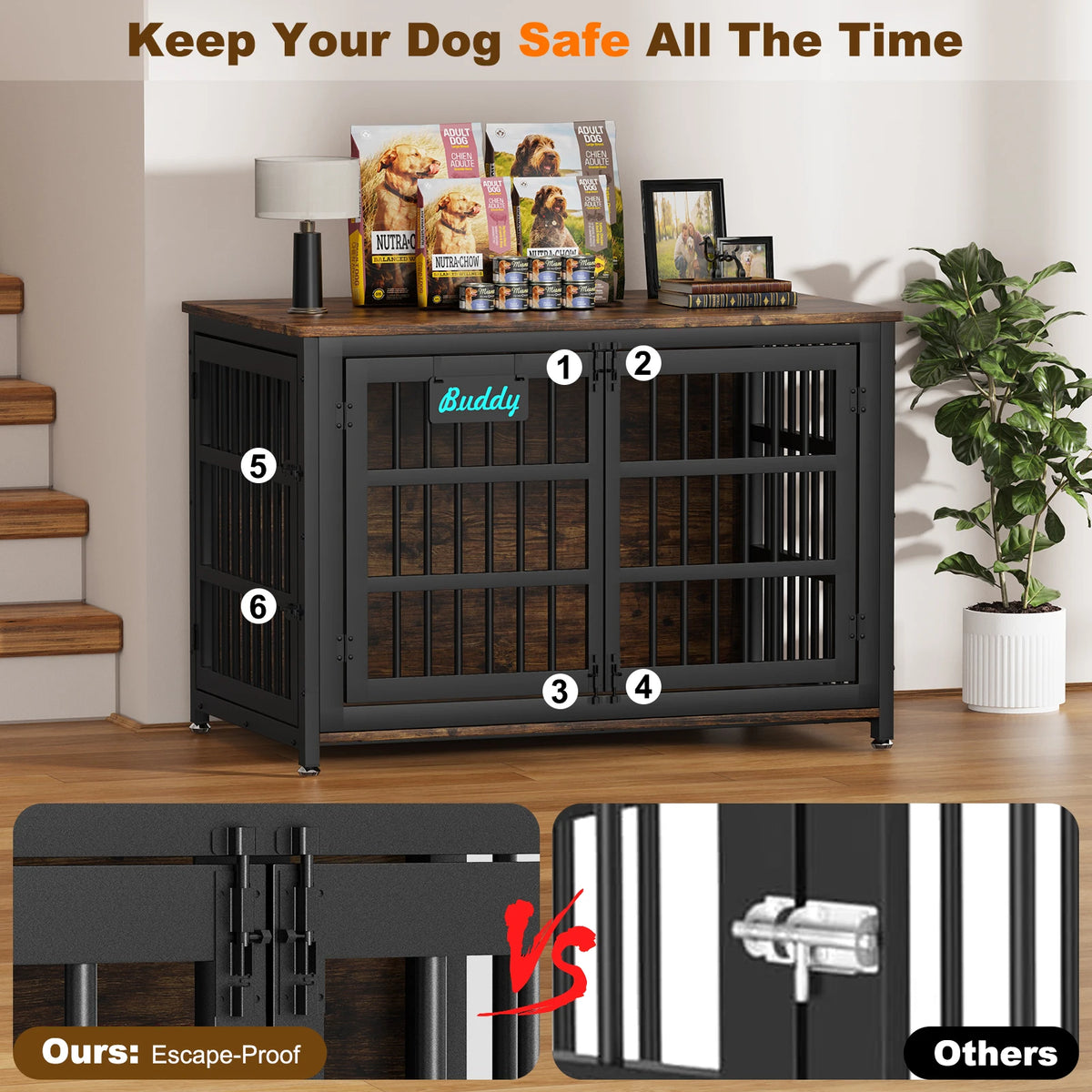 Dog Crate Furniture With Casters Heavy Duty Indoor Kennel TV Stand