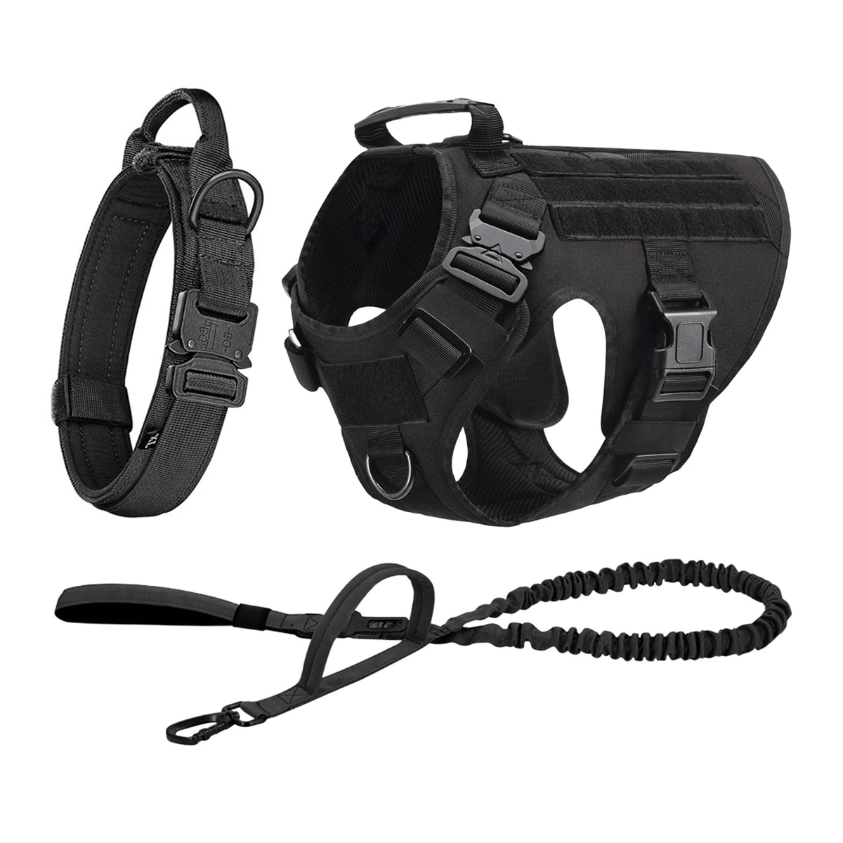 Tactical Nylon Dog Harness With Quick Release Molle Pouches For Training