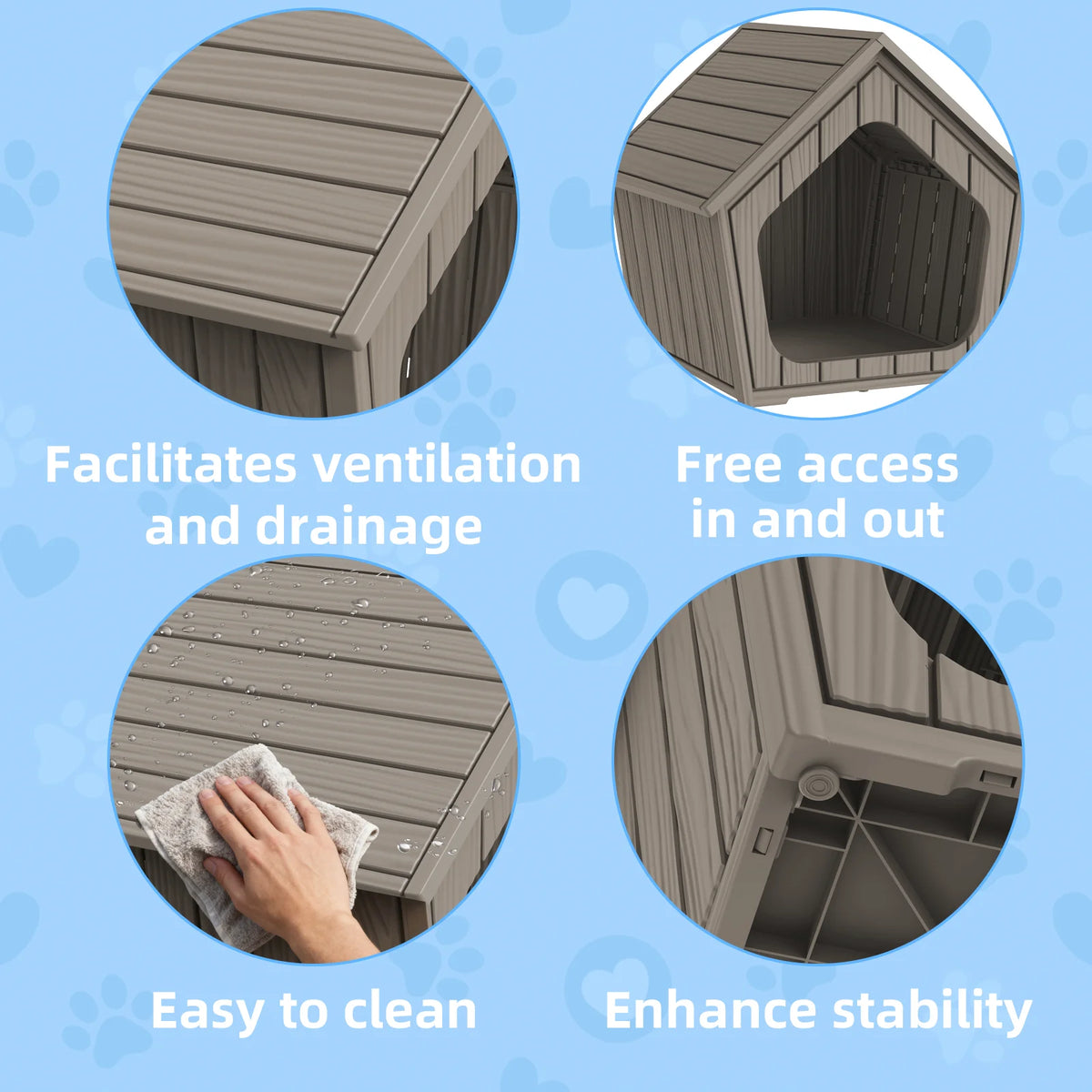Waterproof Gable Roof Plastic Pet House Outdoor Dog Shelter