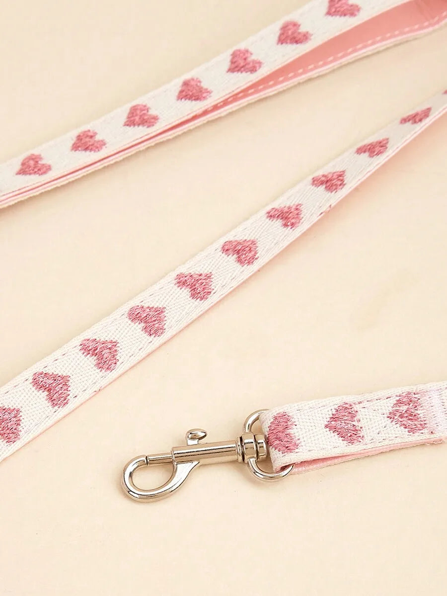 Heart Pattern Polyester Pet Leash For Everyday Outdoor Walks