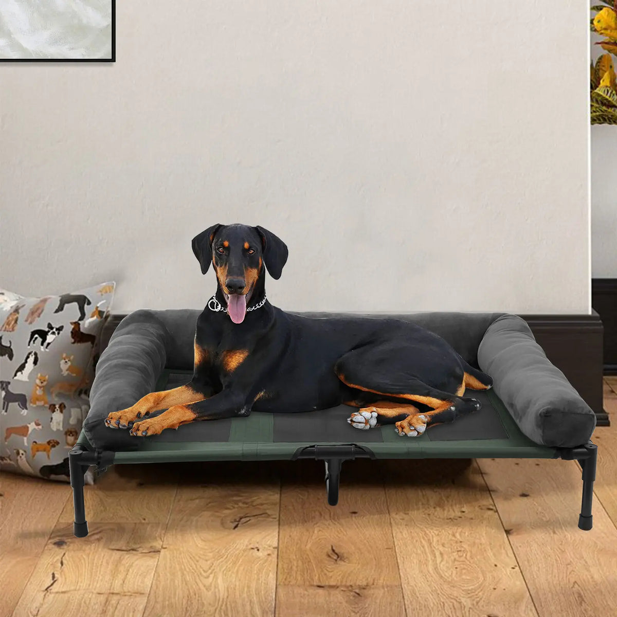 Bingopaw Breathable Mesh Elevated Dog Bed With Detachable Bolster