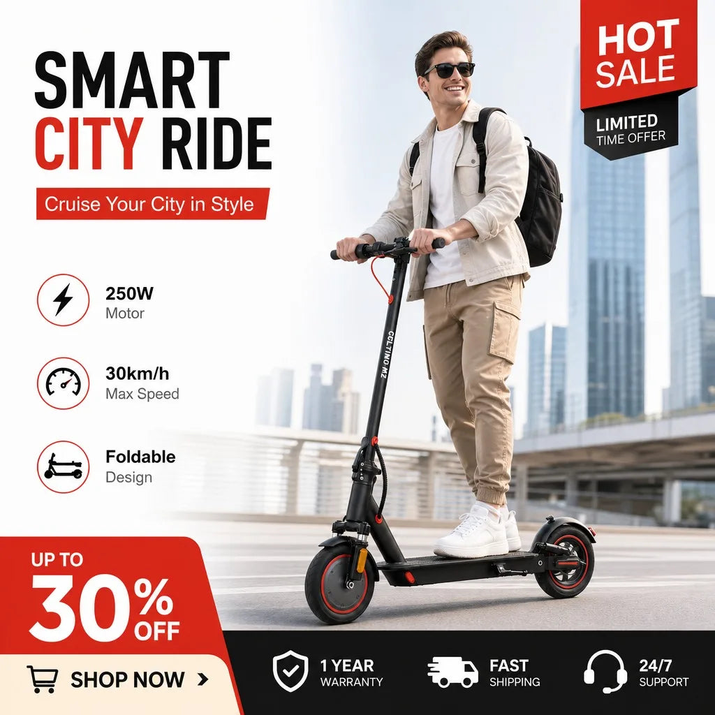 Portable Foldable Electric Scooter For Adults Shock Absorbing Suspension Wheels