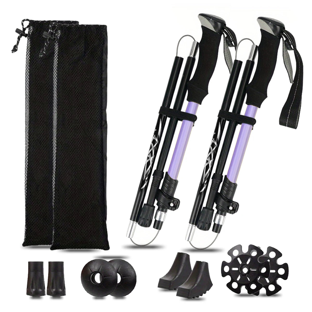 Ultralight Aluminum 5 Section Folding Trekking Pole With Foam Grip