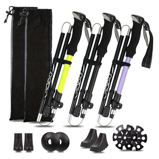Ultralight Aluminum 5 Section Folding Trekking Pole With Foam Grip