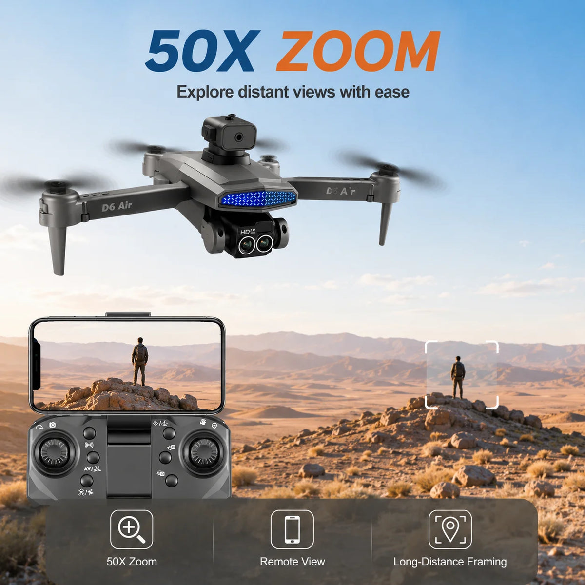 Znlyrion D6 Air Foldable RC Drone With 4K Dual Camera