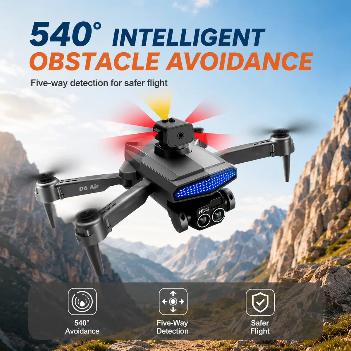 Znlyrion D6 Air Foldable RC Drone With 4K Dual Camera