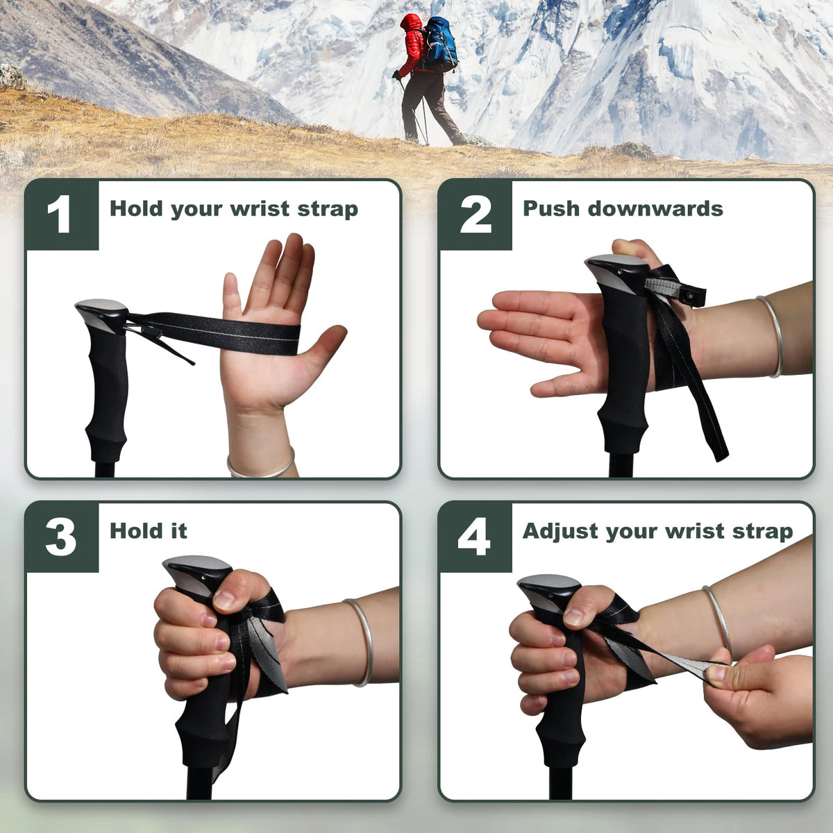 Ultralight Aluminum 5 Section Folding Trekking Pole With Foam Grip