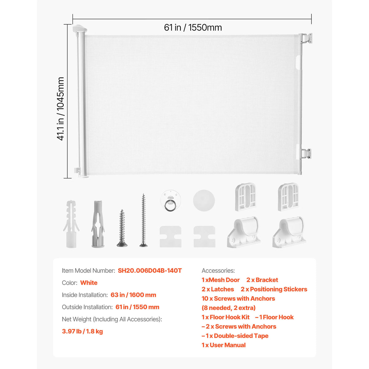 SucceBuy Retractable Baby Gate With Security Lock And Safe Mesh