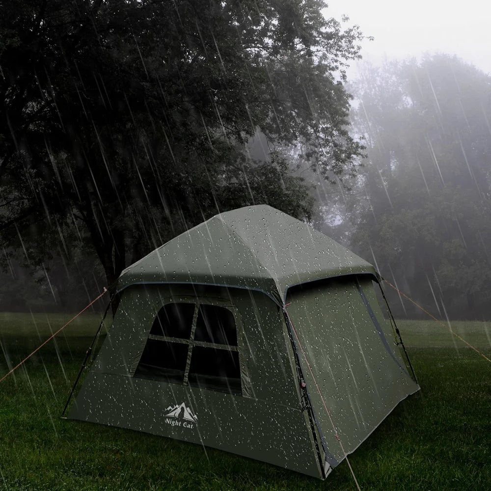 Night Cat Four Person Pop Up Camping Tent With Vestibule
