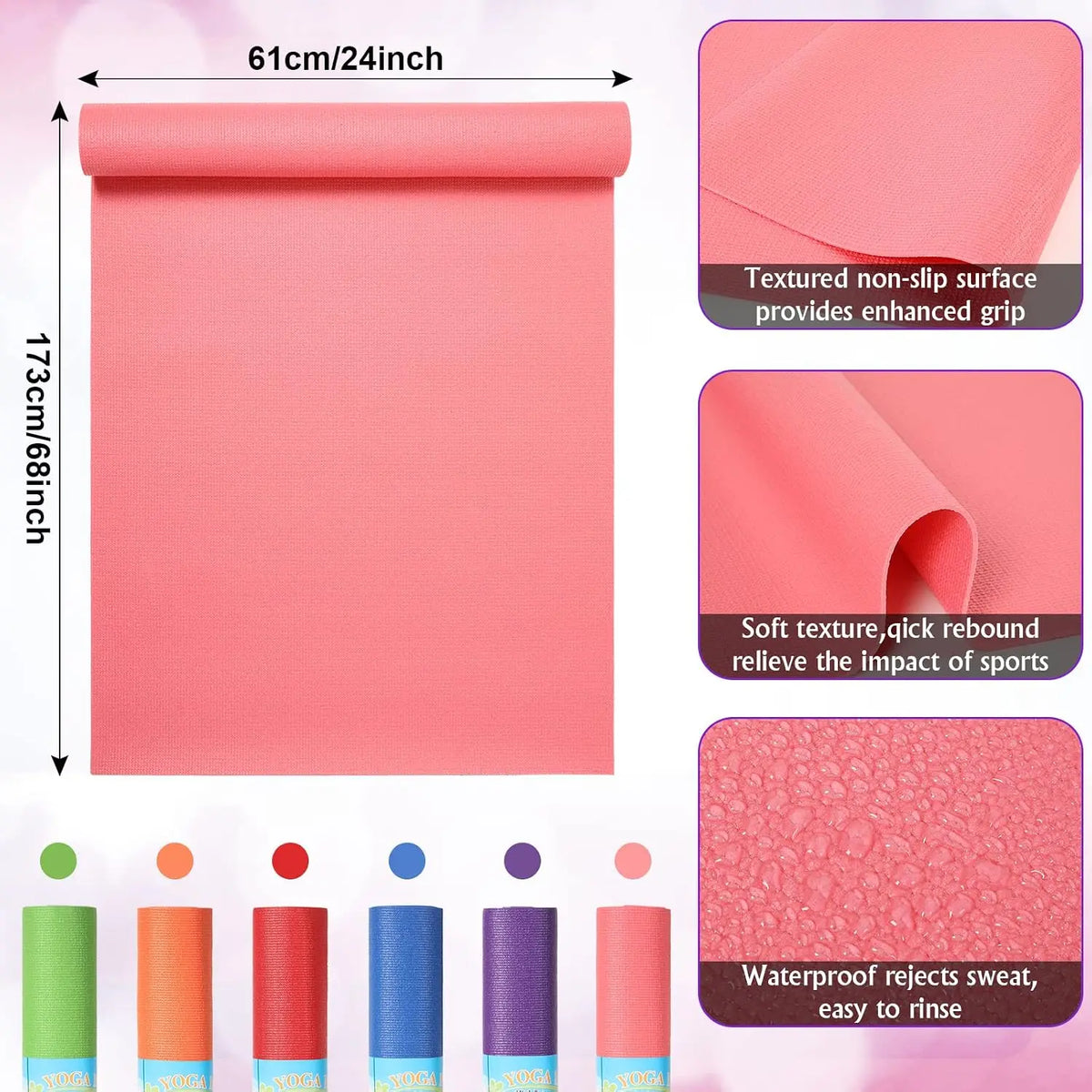 Non Slip Yoga Exercise Mats for Home and Gym Workouts