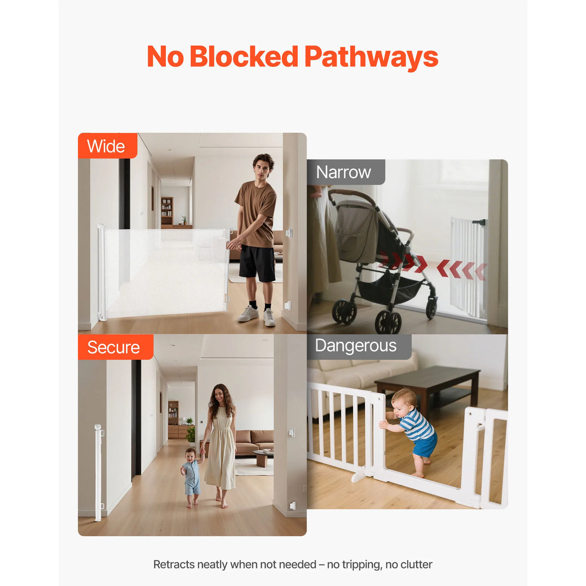 SucceBuy Retractable Baby Gate With Security Lock And Safe Mesh