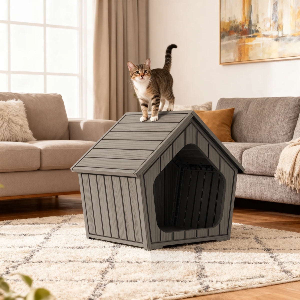 Waterproof Gable Roof Plastic Pet House Outdoor Dog Shelter