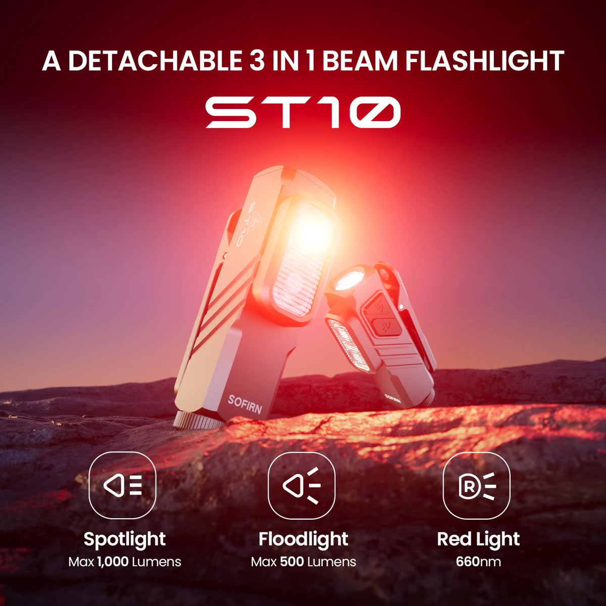 Sofirn ST10 Rechargeable LED Flashlight With Magnetic Tail