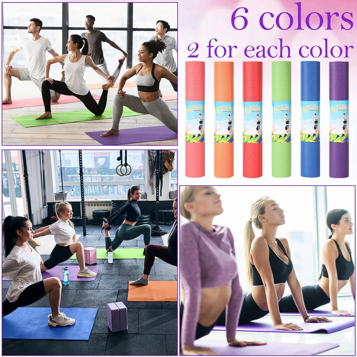 Non Slip Yoga Exercise Mats for Home and Gym Workouts