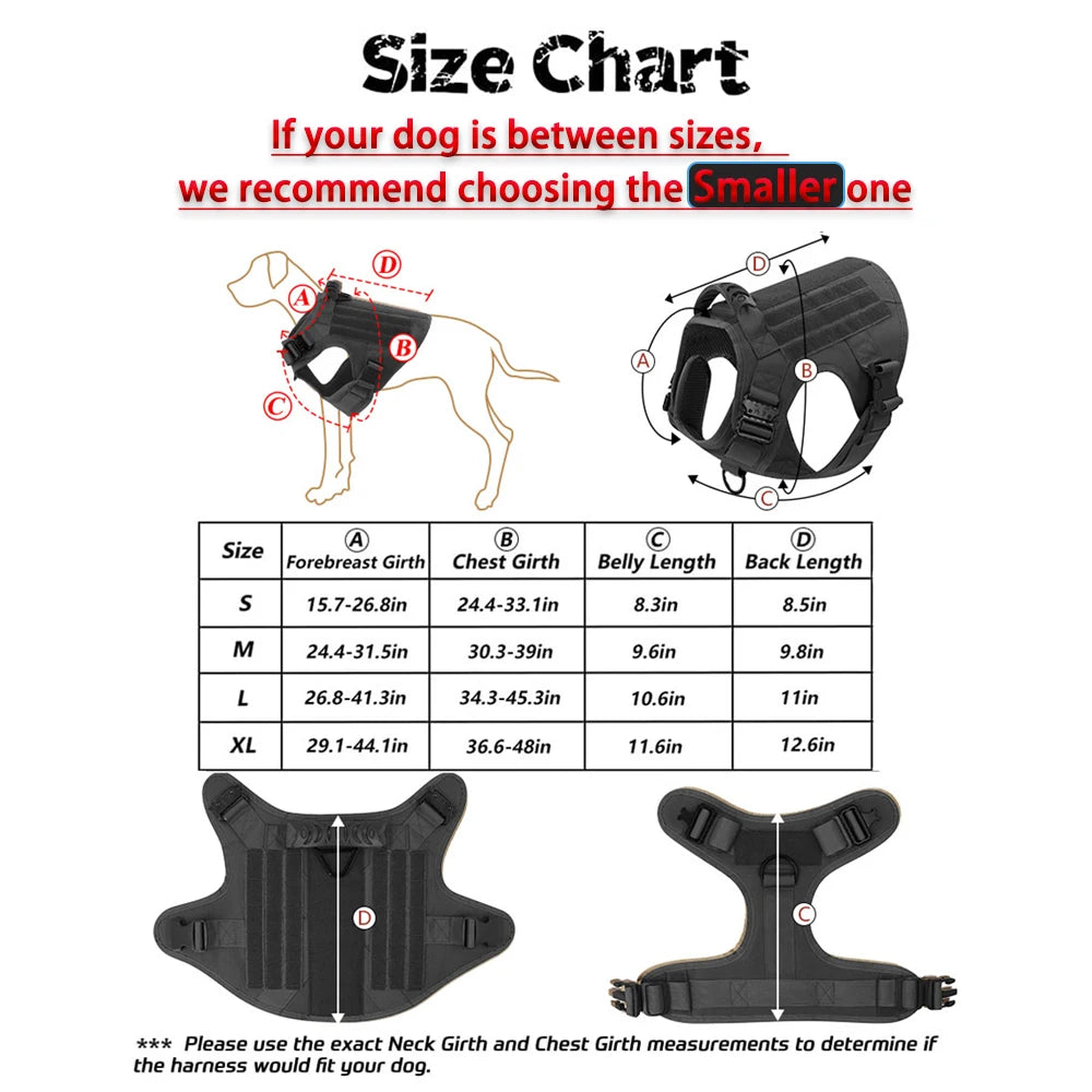 Tactical Nylon Dog Harness With Quick Release Molle Pouches For Training