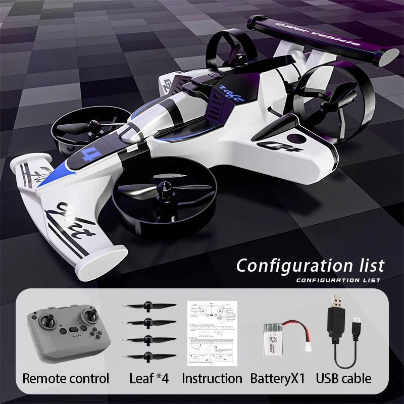 Dual Mode Remote Controlled Flying Car And Stunt Quadcopter Toy