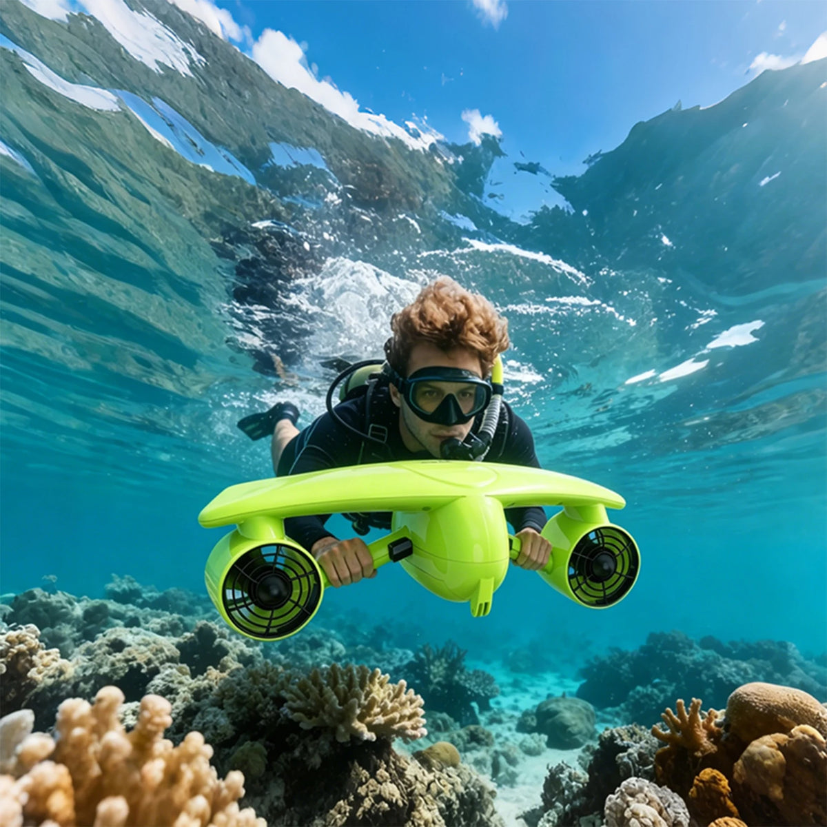 Portable Dual Motor Underwater Scooter for Snorkeling and Diving
