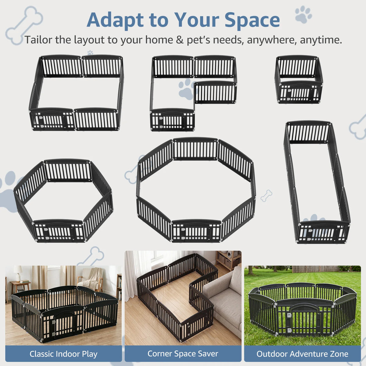 JHK Plastic Dog Playpen Expandable Foldable Portable Pet Fence