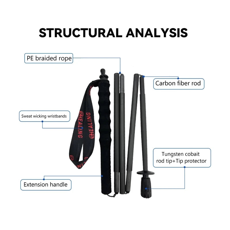 Okhealing Carbon Fiber Foldable 5 Section Lightweight Trekking Poles
