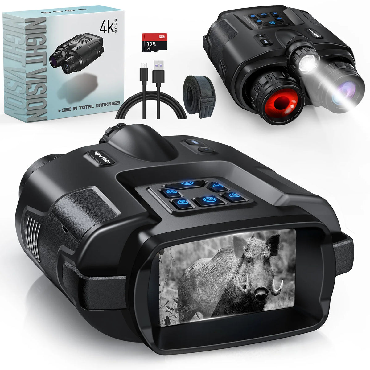 DIYIMIN Night Vision Binoculars With 4K Infrared And 8X Zoom
