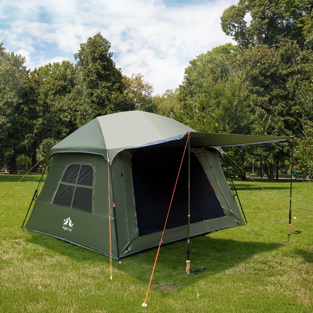 Night Cat Four Person Pop Up Camping Tent With Vestibule