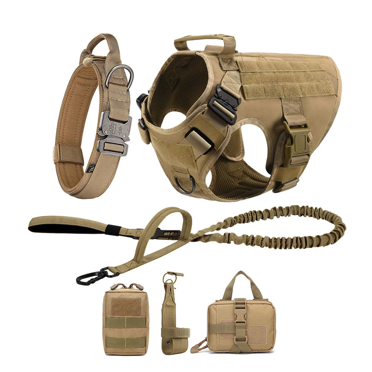 Tactical Nylon Dog Harness With Quick Release Molle Pouches For Training